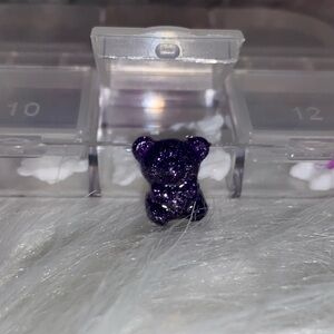 10pcs 3D Nail Charm Purple Glitter Wide Bear- Made For Extra Short - Medium Nail